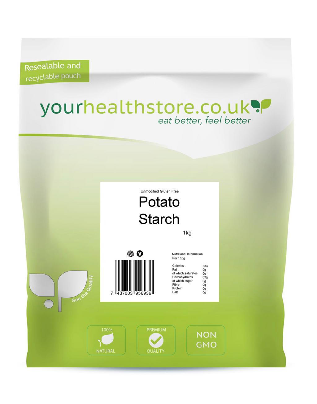 yourhealthstore Premium Unmodified Gluten Free Potato Starch 1kg
