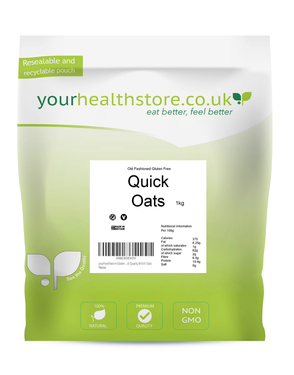 yourhealthstore Gluten Free Old Fashioned Quick Oats 1kg (Instant Oats)