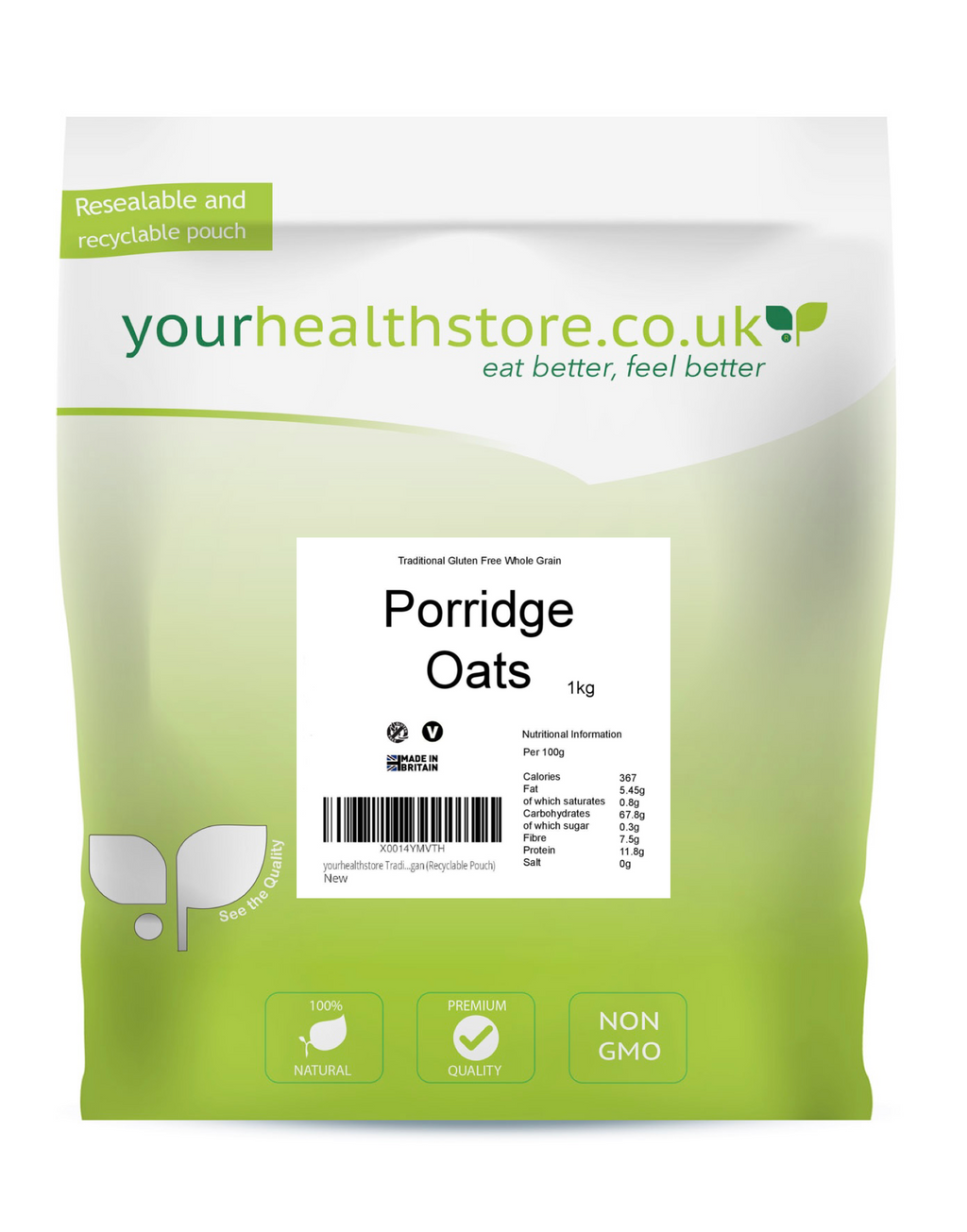 yourhealthstore Premium Gluten Free Porridge Oats 1kg