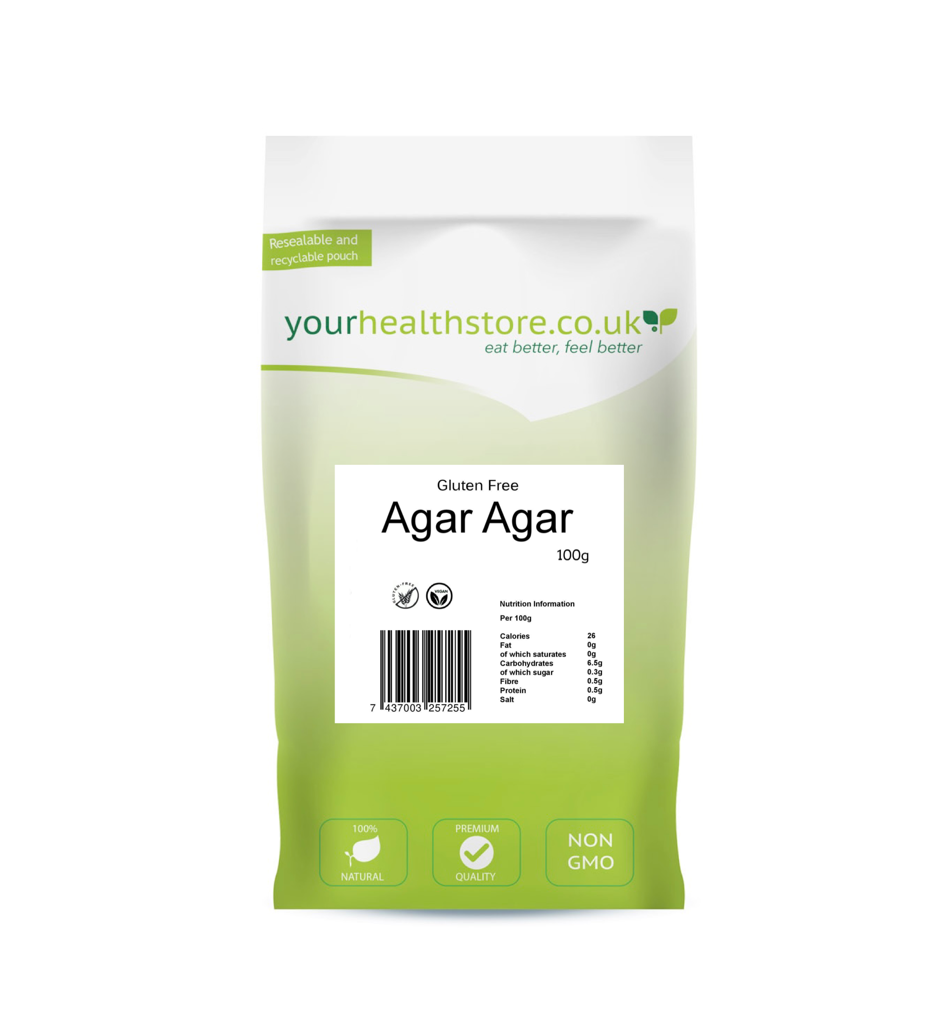 yourhealthstore Premium Gluten Free Agar Agar Powder 100g