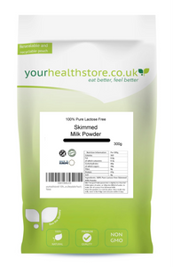 yourhealthstore® 100% Pure Lactose Free Skimmed Milk Powder 300g, No Additives, No Added Sugar, No Soy Lecithin, Vegetarian, (Recyclable Pouch)