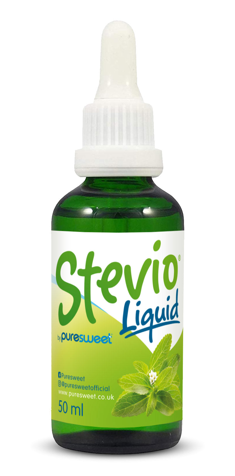 Stevio® Stevia Liquid Drops 50ml, Pure Stevia, 100% Natural, Zero Calorie Sweetener, Glass Bottle.